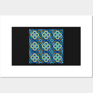 Moroccan Tile in Blue Hues Posters and Art